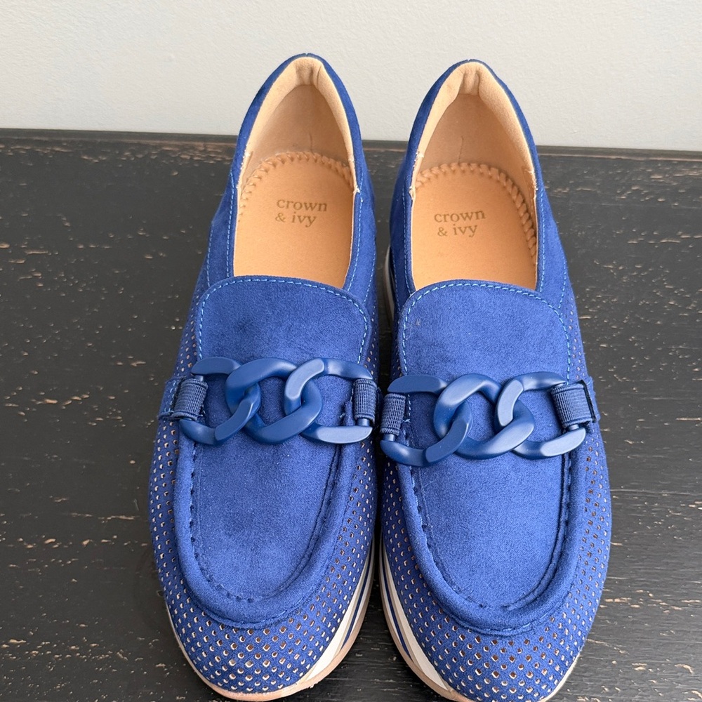 Crown & Ivy Royal Blue Chain Loafers
